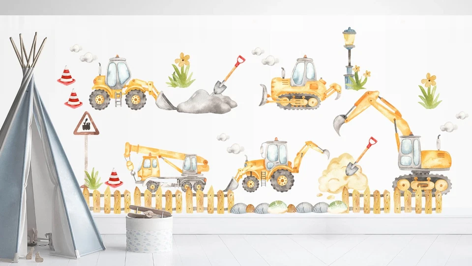 Engineering construction Vehicle Crane Trucks Nursery Wall Decal Sticker decor - Image 4 of 4