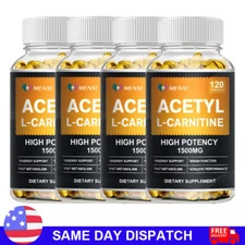 Acetyl L-Carnitine Capsules 1500mg High Potency Brain Energy Support 120 Pills