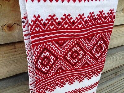 200x30cm Ukraine RUSHNYK Red Embroidery Homespun Cloth Rustic WEDDING Towel 