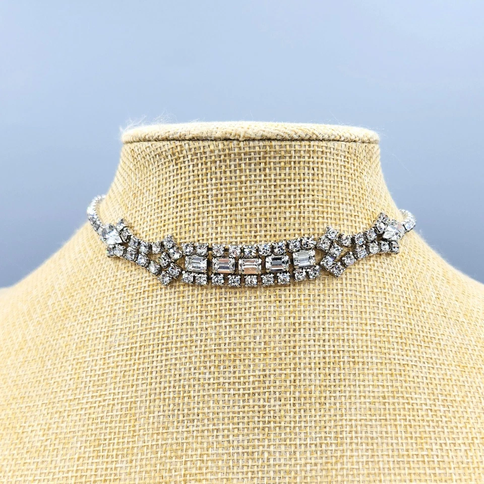 Collar gargantilla vintage baguette pera chaton estrás elegante collar perro 15" Foto 2 de 4