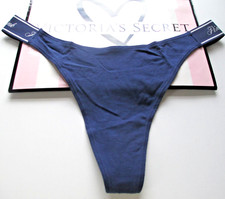 VICTORIA'S SECRET PINK Cotton High Leg Thong Panty VS Ensign Blue Navy S M L XL