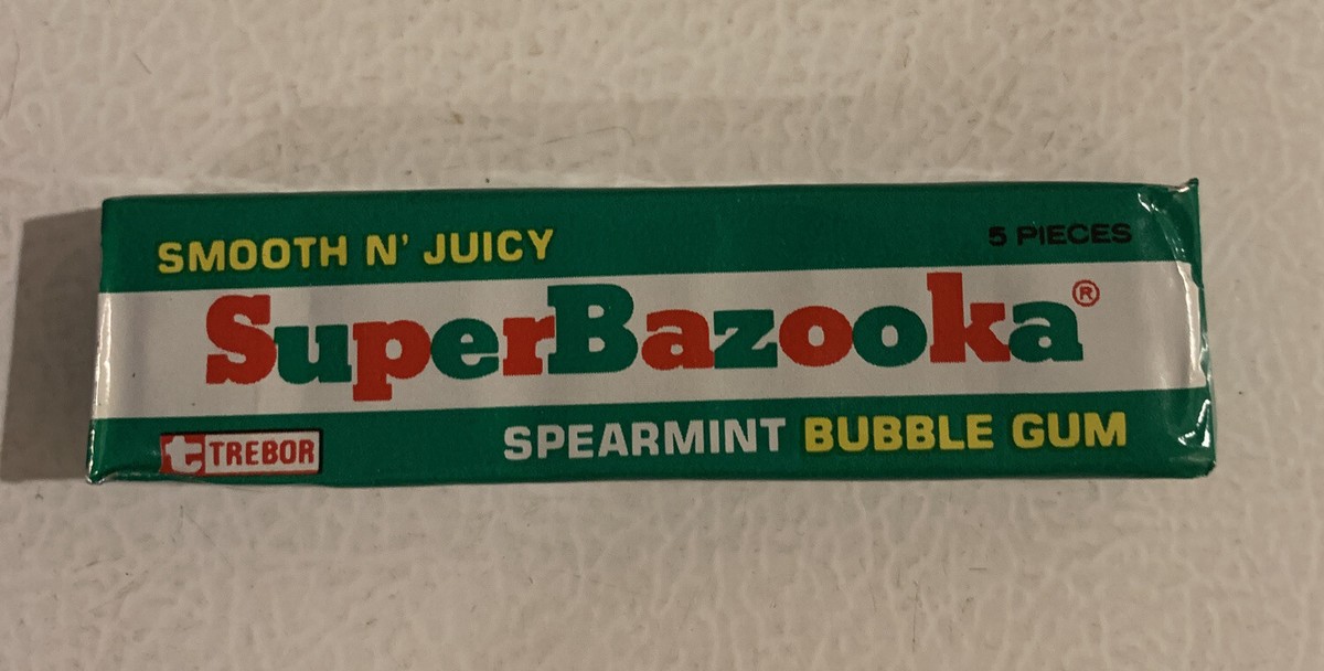 tobacco super gum Vintage 1970s Super Bazooka Spearmint Bubble Gum UK NOS Unopened Sealed  Pack