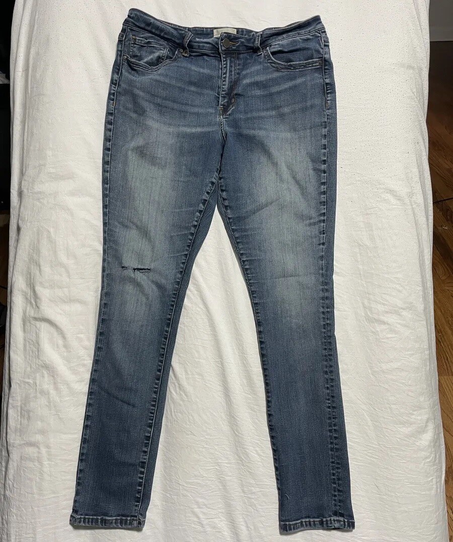 Womens Bke Denim Gabby Skinny 32 L Medium Wash Knee Hole
