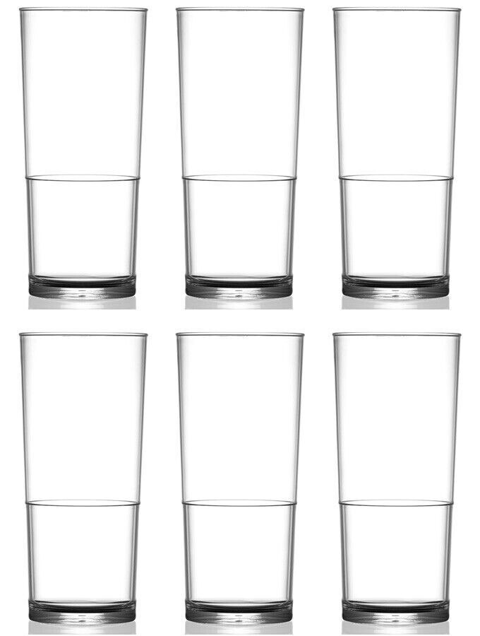 Pint Glass Clear - CE Marked In2Stax Polycarbonate Plastic - 20oz - Pack of 6