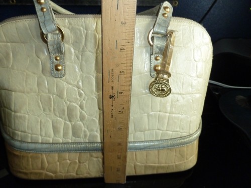 Vintage Brahmin 3 tone yellow croc skin leather hand bag w/ matching wallet - Picture 9 of 12