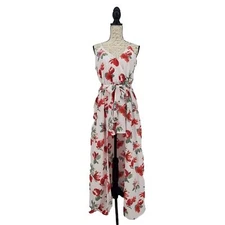 J for JUSTIFY Women's Tie Waist Floral Open Front Dress with Shorts Large