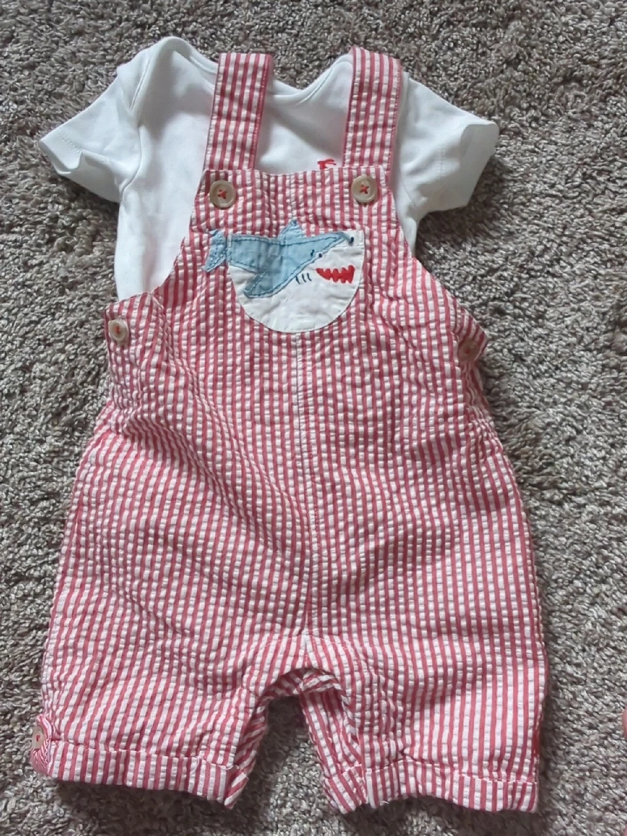 Joules Baby Boy Seersucker Stripe Romper 6 9 months Stripes Red Shark