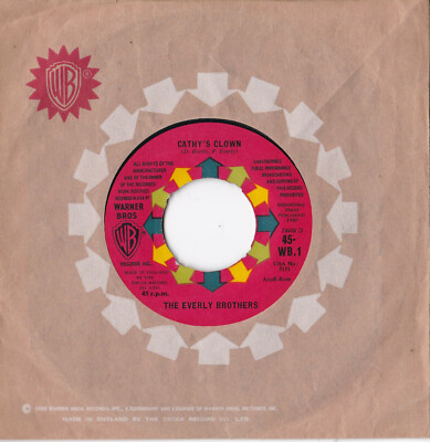 The Everly Brothers -Cathy's Clown / Always It's You- 7'' 45 Warner Bros. Records