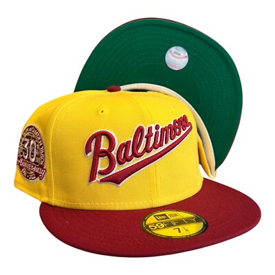 New Era Baltimore Orioles 59FIFTY Fitted Hat Campus 2 Tone 30th Year Patch 7 3/8
