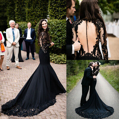 black lace wedding dress with sleeves