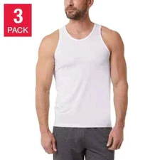32 Degrees Cool Men's 3-Pack Comfort Mesh Tank T-Shirt, White, Size XL