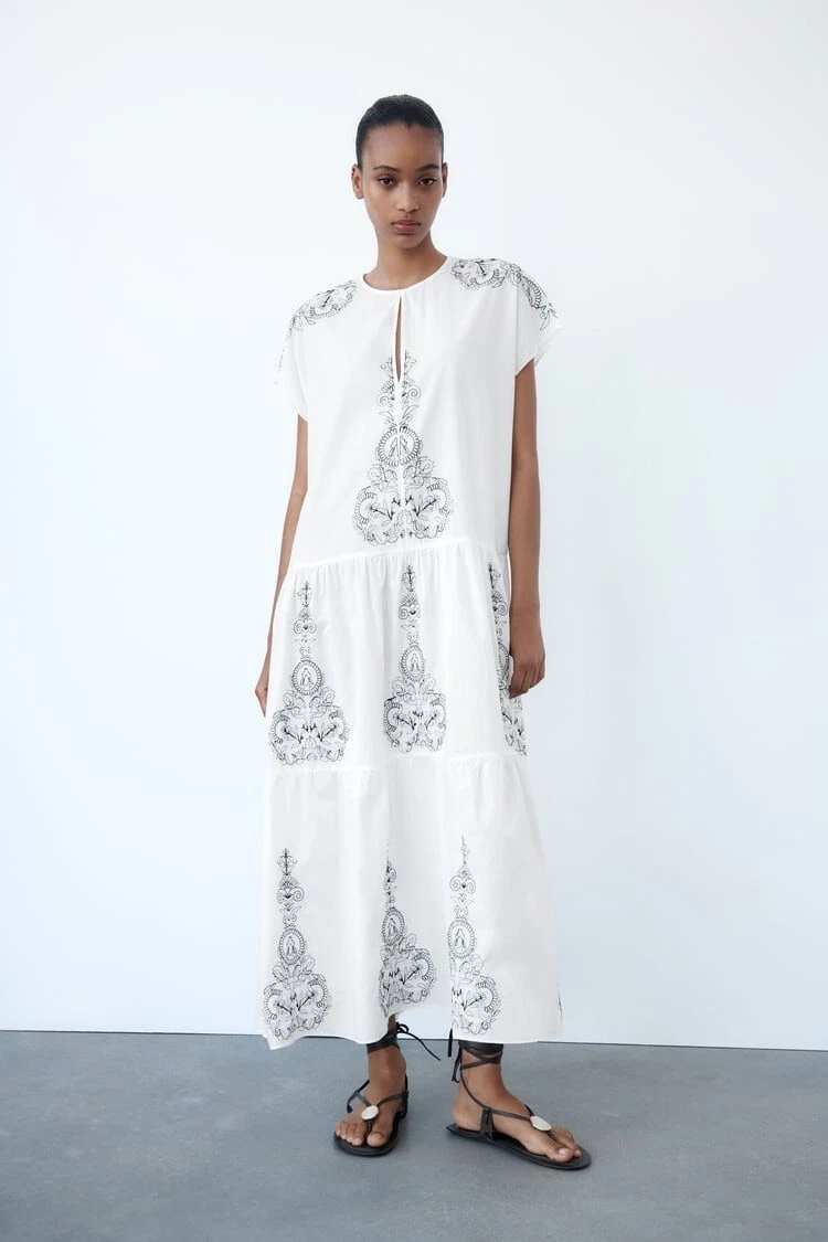 Zara grey top dress with embroidery