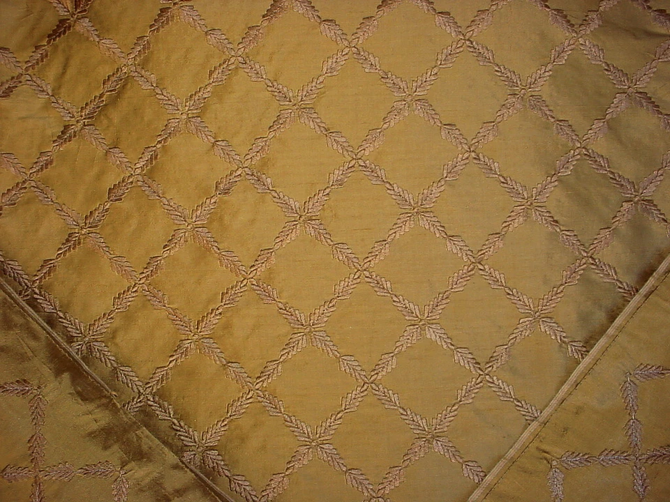 3-1/4 Kravet Couture 23855 Laurel Silk Brown Embroidered Upholstery Fabric - Image 3 of 4