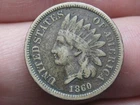 1860 Copper Nickel Indian Head Cent Penny- Rounded Bust, Fine/VF Details