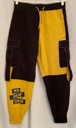 PANTALONI CARGO KOYYE Colori Blocco Stampa Lettera Patchwork - Taglia M - Stile Hong Kong - Foto 3 di 8