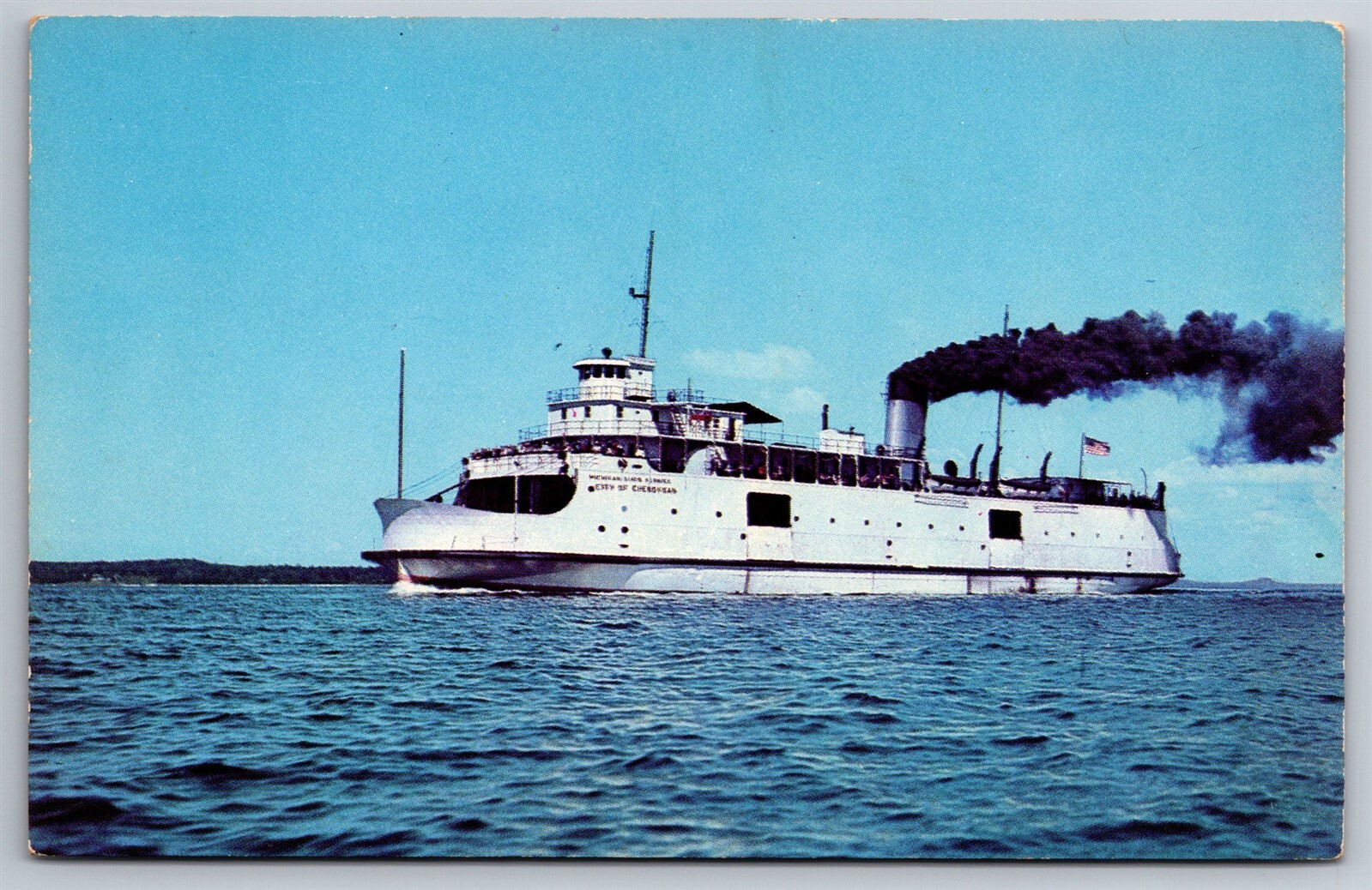 The City Of Cheboygan Ferry St Ignace Mackinaw City MI C1950 Postcard J14