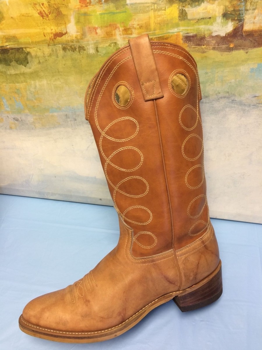 ACME Cowboy Boots Men 12D 4607 Tan Western Pull Hole Pointed Toe Made In USA Vtg ACME Mens Western Cowboy Boots Style #4607 Made In USA  main image 3