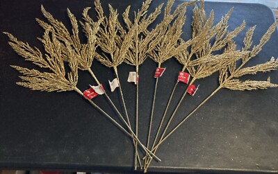 8 Bunches Bloom Room Holiday Stems Gold Faux Plant Sparkle Gold 31 ...