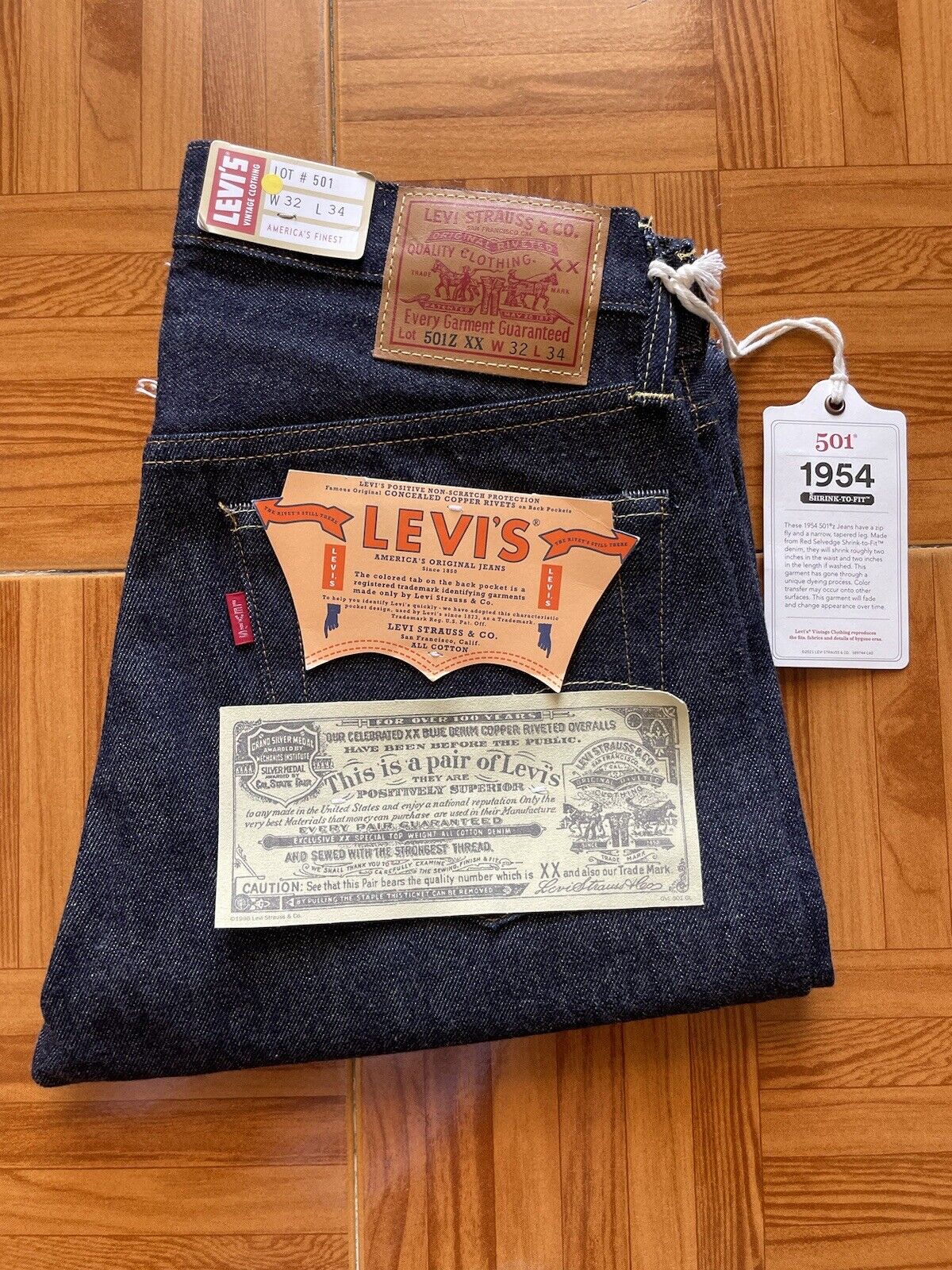 Jeans Levis Lot 501Z XX 32/34 ( Model 1954 Selvedge , Big E 