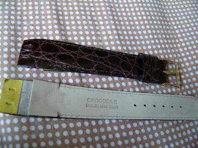Bracelet Crocodile Véritable Marron Foncé 20 Mm - Pour Anses à Axes Fixes Soudées, Neuf, Fabrication Française, Unisexe