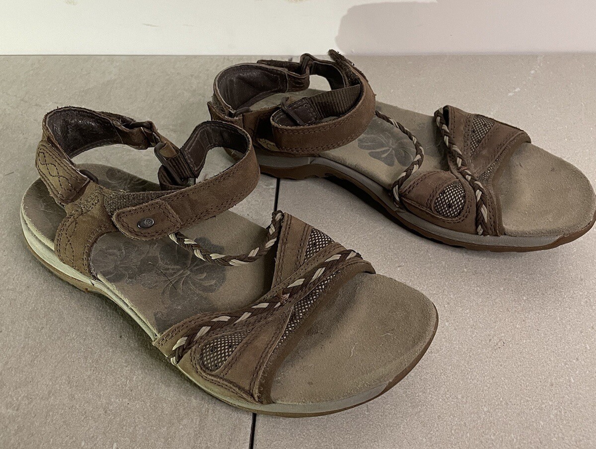 Sandali sportivi Merrell da donna taglia 6 violatta brack in pelle marrone cinturino alla caviglia