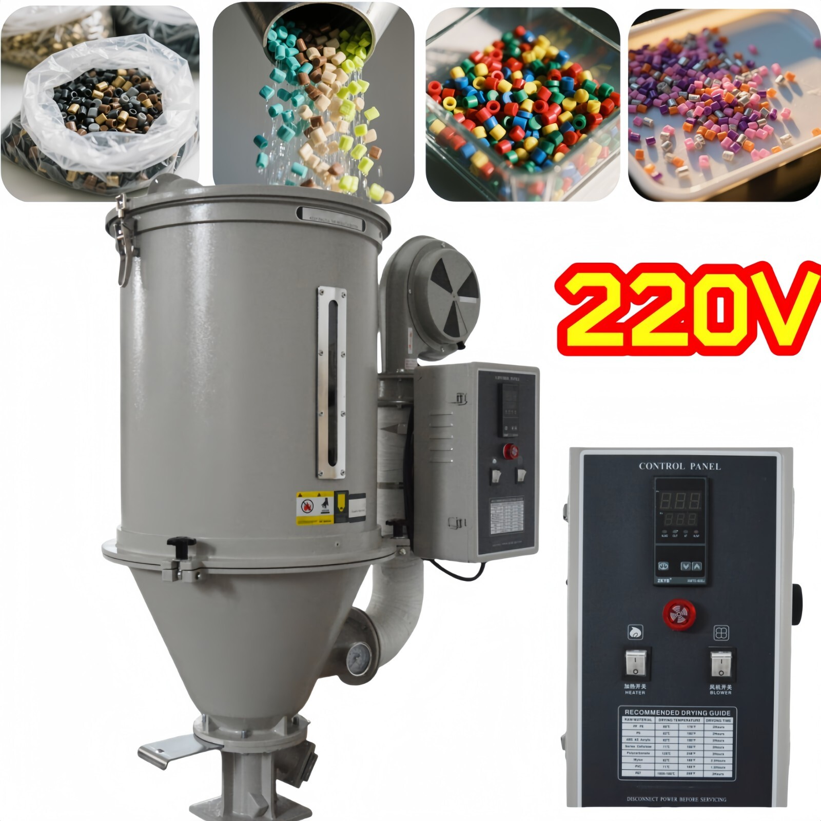 25KG Plastic Drying Injection Molding Machine Hot Air Circulation Plastic Dryer