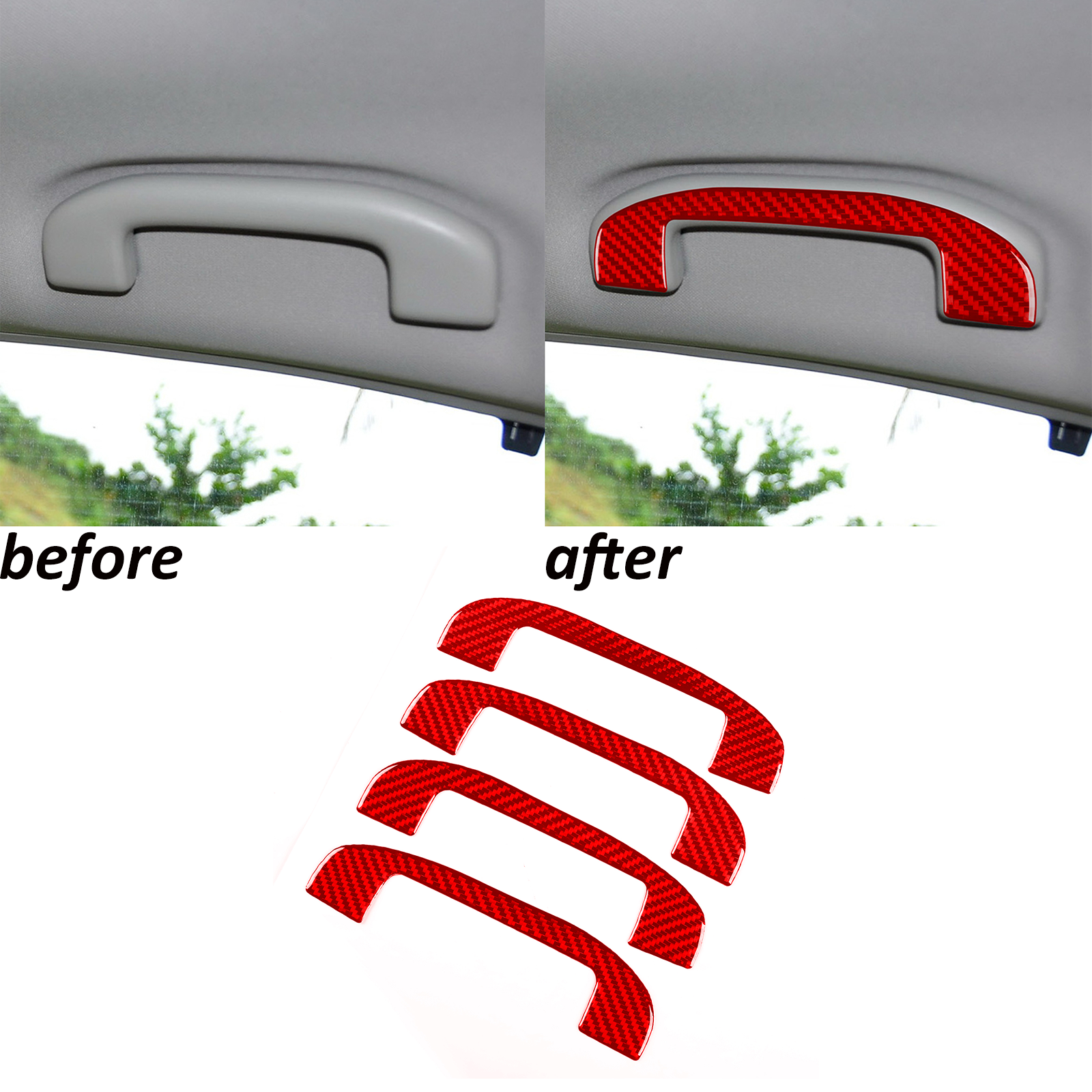 Red Carbon Fiber Interior Roof Handle Panel Cover Trim For Nissan Altima 2013-18
