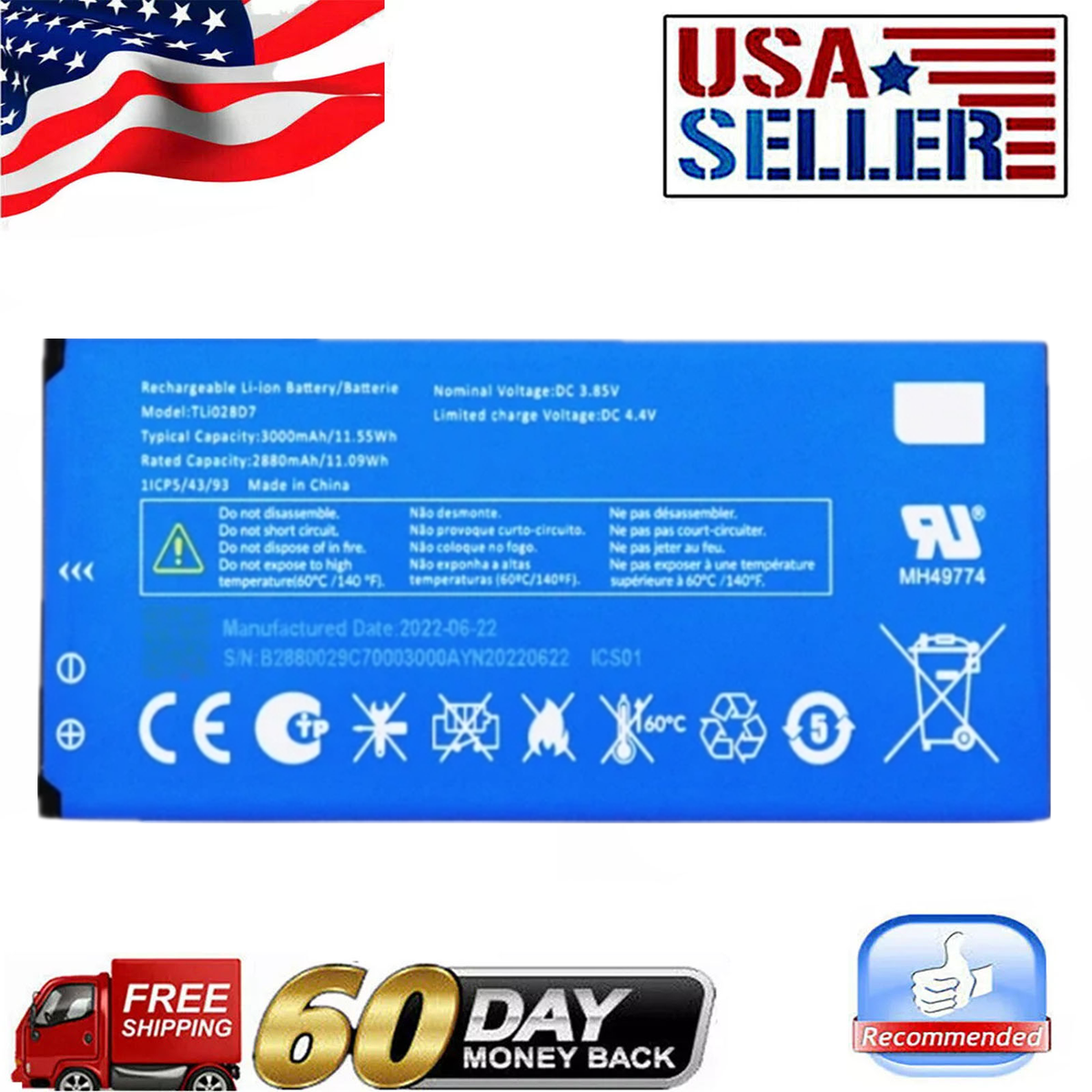 TLi028D7 Battery Replacement For TCL T430WS ION V Cell Phone | eBay