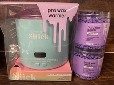 New Sliick Pro Wax Warmer (LIL CARCK ON LID) Plus 2) 8oz. Açaí Hard Wax Beads⬇️