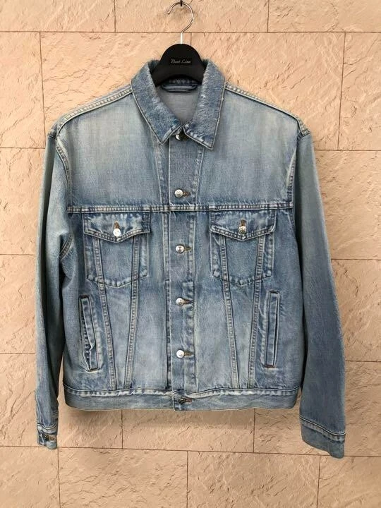 BALENCIAGA Denim Jacket Back Logo 18SS Washed Blue Size FR46 Used