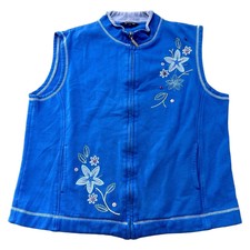 Tulchan Gilet Jacket Outdoor Floral Patterned Y2k Retro Blue Womens Xl