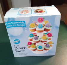 Wilton Plastic White 3-Tier Dessert Tower Easy to Assemble Open Box