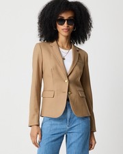 J.Crew Camel Schoolboy Blazer Size 0 Wool Blend Tailored Classic Gold Buttons
