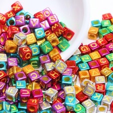 100Pcs 6mm Acrylic Cube Square Letter Loose Beads Jewelry Making Materials DIY 