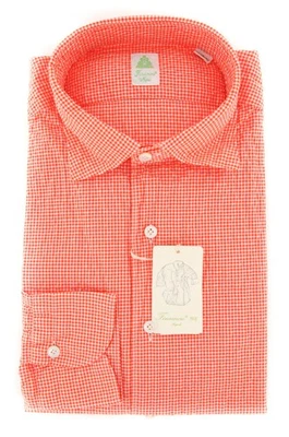 Camisa A Cuadros Naranja Finamore Napoli - Extra Slim - L/L - (26SEN01165604) - Imagen 1 de 4