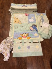 Vintage Disney Winnie the Pooh Nursery Bedding Quilt Comforter Blanket Lot