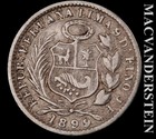 Peru: 1899 One-Half Silver Din - Scarce  Better Date  No Reserve  #L7378 — photo 2