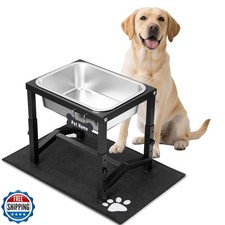 2 Gallon Elevated Large Dog Water Bowl, 4 Adjustable Height 10.5-15.8'' Raise...