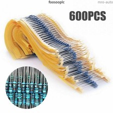 600pcs 30 Values 1/4W Metal Film Resistors Resistance Assortment Kit Set 1% USA