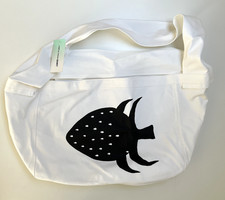 New Comme Des Garcons Shirt White Cotton Canvas Bag Black Strawberry Graphic