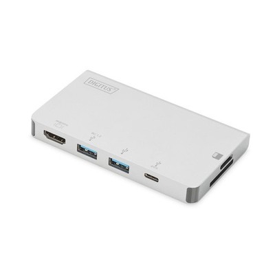 DIGITUS USB Type-C Multiport Travel Dock 6-Port 4K HDMI USB-C USB3.0 Silber
