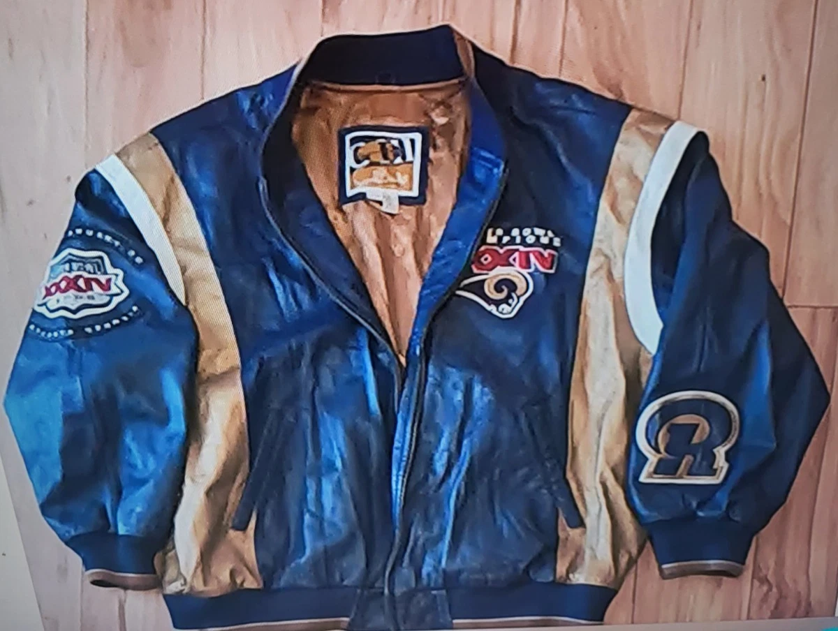 希少 90s NFL ラムズ ST.LOUIS RAMS レザースタジャン XL Vintage NFL St Louis RAMS Mens Leather Bomber Jacket Coat XL Essex