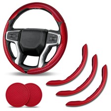 15 3x Segmented Steering Wheel Cover With Car Coasters For 2000-2023 Jeep Black 15 3x Segmented Steering Wheel Cover With Car Coasters For 2000-2023 Jeep Black