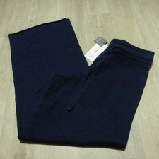 Alashan Women's XS Terry Stitch Wide Leg Jogger Pants Abyss Blue Cotton Cashmere