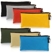 7 Pack Canvas Tool Pouch, 16 OZ Heavy Duty Zipper Utility Bags, 12" x 7" Mult...