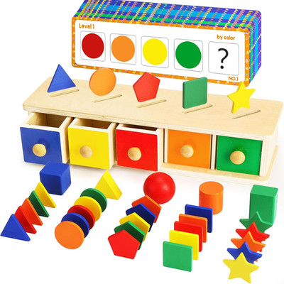 Montessori Toys Wooden Color & Shape Sorter Toys for Toddlers, Matching