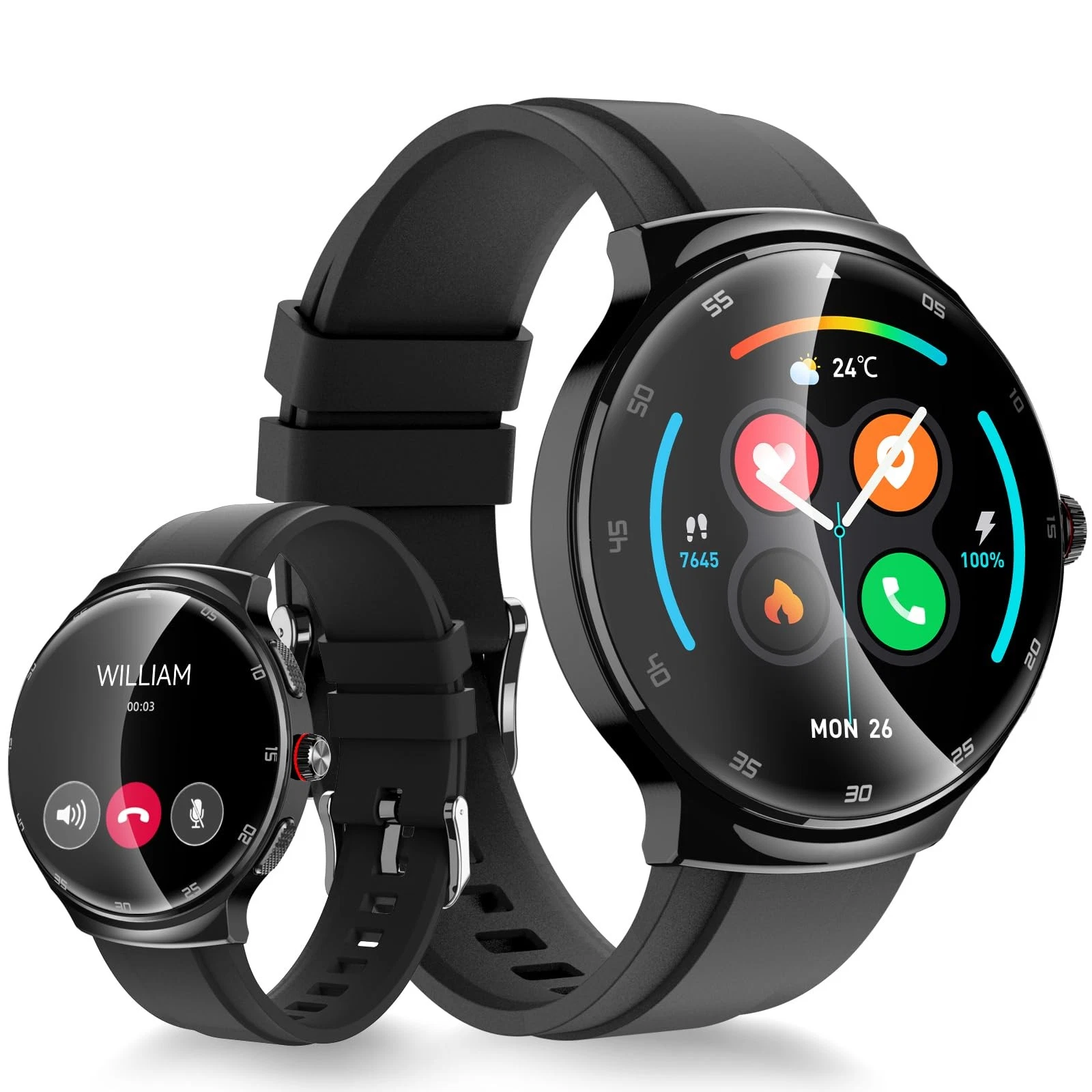 Ohugna Smart Watch For Men Women 1.43 Curved Amoled Hd Screen Fitness Tracker