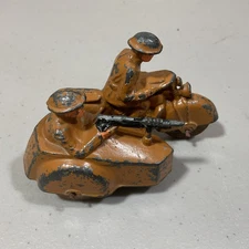 Barclay Vtg WWII Lead Motorcycle Side Car Machine Gun 2 Men