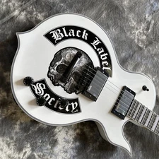 Custom White with Human Skeleton Wylde Audio Black Label Society Solid Body