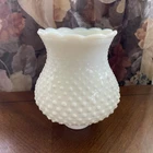 Vintage White Hobnail Milk Glass Scalloped Rim Lamp Shade For 1-5/8” Fitter